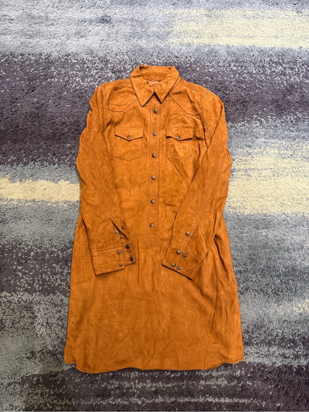 Ryan Michael Faux Suede Western Shirt Dress